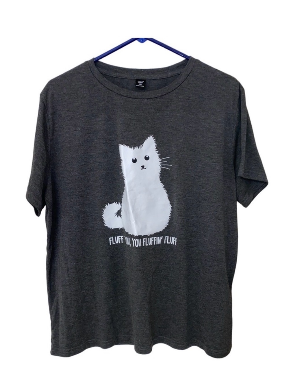 Fluff You Cat Graphic Tee Shirt Charcoal Grey 1XL EUC Shein Curve
